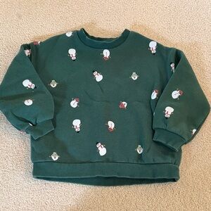 Zara Green Snowman Print Crewneck Sweatshirt